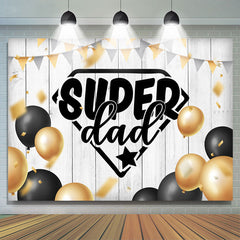 Lofaris Black Gold Balloons And Wood Super Dad Fothers Backdrop
