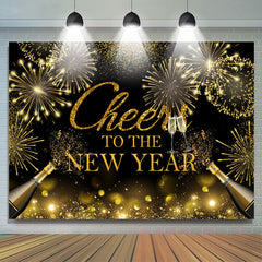 Lofaris Black Gold Cheers To The New Year Holiday Backdrop