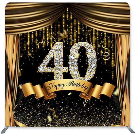 Lofaris Black Gold Glitter Bokeh Double-Sided Backdrop for Birthday