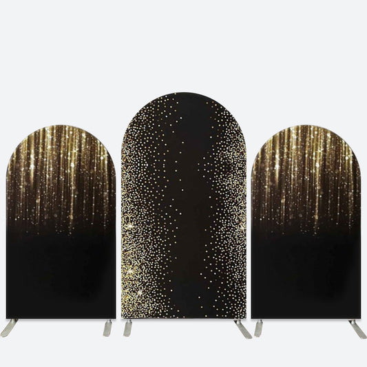Lofaris Black Gold Glitter Dance Birthday Arch Backdrop Kit