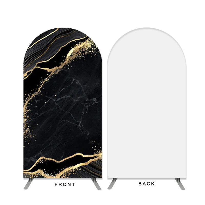 Lofaris Black Gold Marble Abstract Double Sided Arch Backdrop