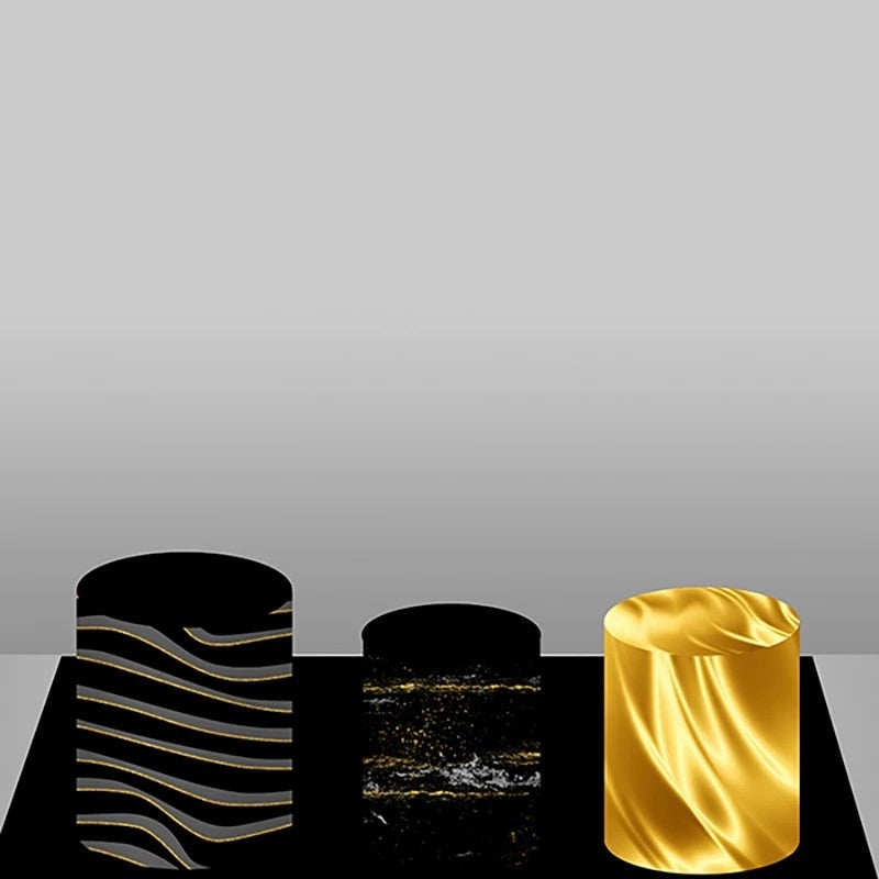 Lofaris Black Golden Abstract Backdrop Plinth Cylinder Cover Kit