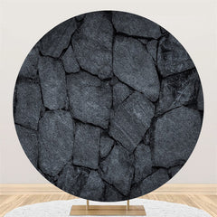 Lofaris Black Marble Texture Round Backdrop For Birthday