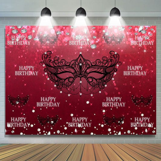 Lofaris Black Mask Red Diamonds Bokeh Girls Birthday Backdrop