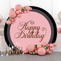Lofaris Black Pink Theme Happy Birthday Round Backdrop For Party
