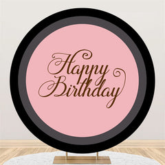 Lofaris Black Pink Theme Happy Birthday Round Backdrop For Party