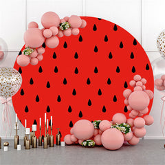 Lofaris Black Raindrops Round Red Backdrop For Birthday Party