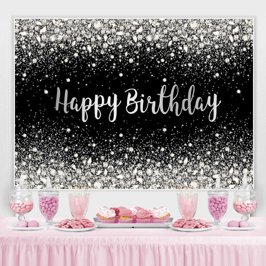 Lofaris Black Silver Bokeh Diamond Glitter Birthday Backdrop