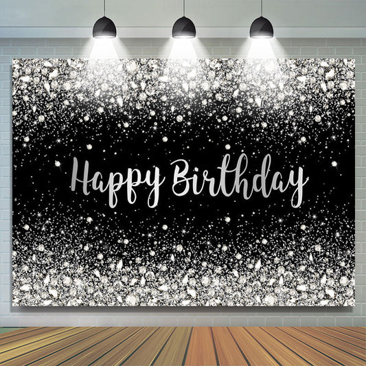 Lofaris Black Silver Bokeh Diamond Glitter Birthday Backdrop
