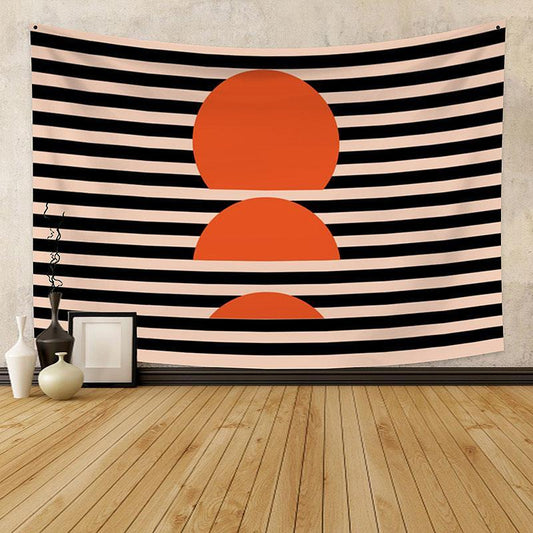Lofaris Black Stripe And Sun Bohemian Family Wall Tapestry