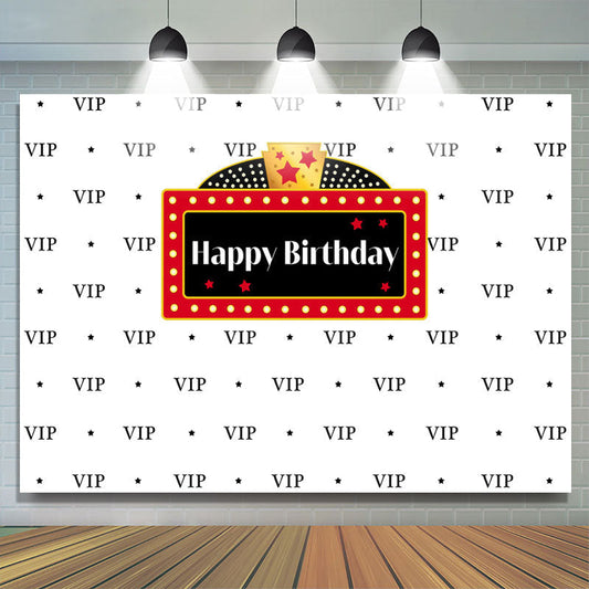 Lofaris Black Vip And Five-pointed Star Happy Birthday Backdrop