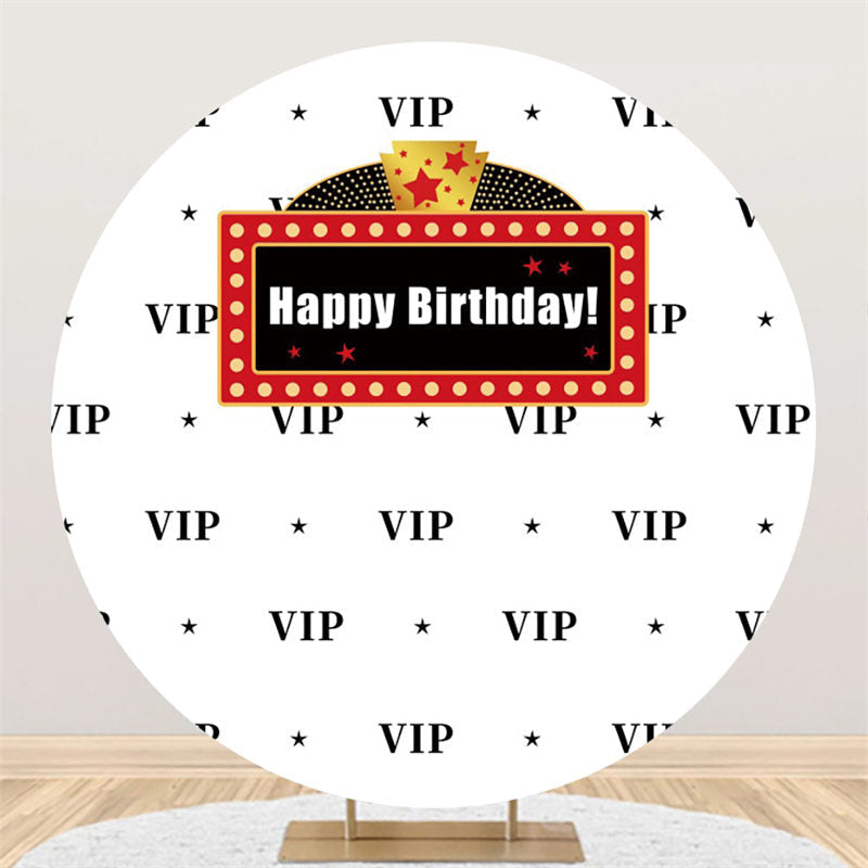 Black Vip Theme Birthday Circle Backdrop For Party - Lofaris