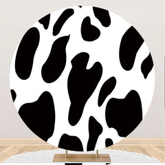 Lofaris Black White Cow Pattern Round Birthday Party Backdrop