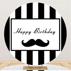 Lofaris Black White Stripes And Beard Round Birthday Backdrop