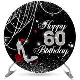 Load image into Gallery viewer, Lofaris Black With High Heels Rose 60Th Birthday Round Backdrop