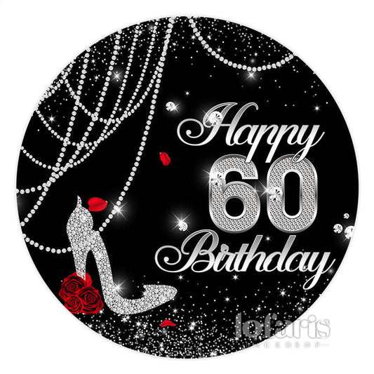 Lofaris Black With High Heels Rose 60Th Birthday Round Backdrop