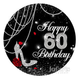 Load image into Gallery viewer, Lofaris Black With High Heels Rose 60Th Birthday Round Backdrop