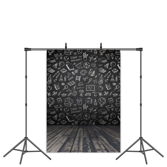 Lofaris Blackboard and Wooden Floor Back to School Backdrop