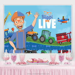 Lofaris Blippi Live Cartoon Traffic Birthday Backdrop