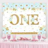 Load image into Gallery viewer, Lofaris Blue And Floral Happy 1St Birthday Backdrop For Boy