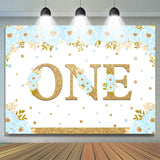 Load image into Gallery viewer, Lofaris Blue And Floral Happy 1St Birthday Backdrop For Boy