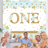 Load image into Gallery viewer, Lofaris Blue And Floral Happy 1St Birthday Backdrop For Boy