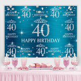 Load image into Gallery viewer, Lofaris Blue And Glitter Crown Happy 40Th Birthday Backdrop