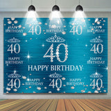 Load image into Gallery viewer, Lofaris Blue And Glitter Crown Happy 40Th Birthday Backdrop