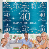 Load image into Gallery viewer, Lofaris Blue And Glitter Crown Happy 40Th Birthday Backdrop
