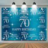 Load image into Gallery viewer, Lofaris Blue And Glitter Crown Happy 70Th Birthday Backdrop