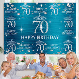 Load image into Gallery viewer, Lofaris Blue And Glitter Crown Happy 70Th Birthday Backdrop