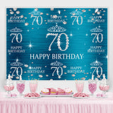 Load image into Gallery viewer, Lofaris Blue And Glitter Crown Happy 70Th Birthday Backdrop