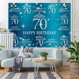 Load image into Gallery viewer, Lofaris Blue And Glitter Crown Happy 70Th Birthday Backdrop