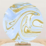 Load image into Gallery viewer, Lofaris Blue And Gold Abstract Custom Round Birthday Backdrop