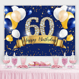 Load image into Gallery viewer, Lofaris Blue And Golden Balloon Happy 60Th Birthday Backdrop