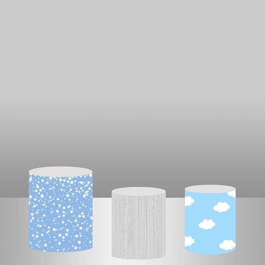 Lofaris Blue And Grey Cloud Sky Backdrop Cake Table Cover Kit