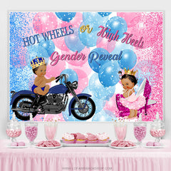 Lofaris Blue And Pink Balloons Glitter Gender Reveal Backdrop