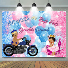 Lofaris Blue And Pink Balloons Glitter Gender Reveal Backdrop