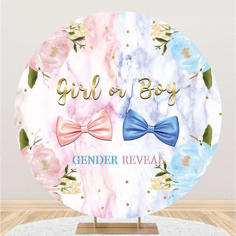 Lofaris Blue And Pink Bow Gender Reveal Baby Shower Backdrop