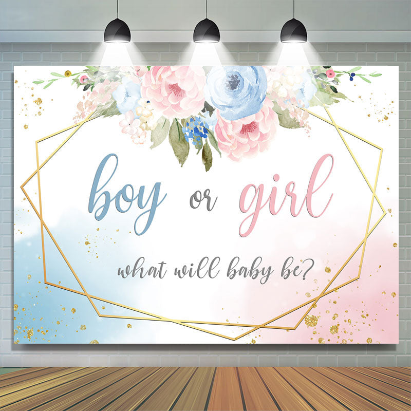 Lofaris Blue And Pink Floral What Baby Be Shower Backdrop