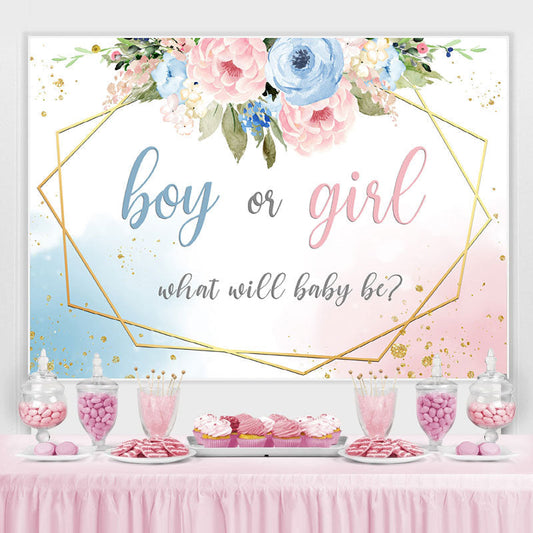 Lofaris Blue And Pink Floral What Baby Be Shower Backdrop