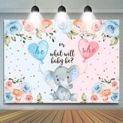 Lofaris Blue And Pink He Or She Elephant Baby Shower Backdrop