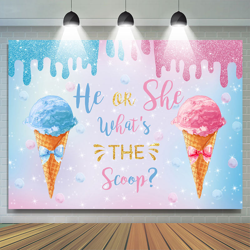 Lofaris Blue And Pink He Or She Ice Cream Baby Shower Backdrop