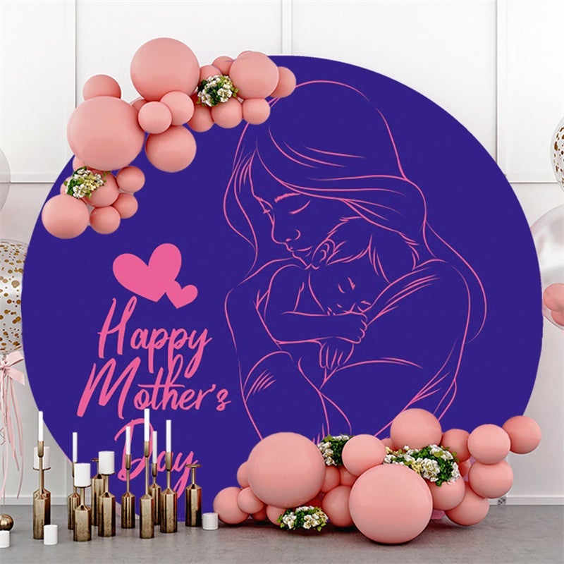 Lofaris Blue And Pink Mother with Baby Round Backdrops for Mothers Day