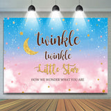 Load image into Gallery viewer, Lofaris Blue and Pink Stars Moon Baby Shower Party Backdrop