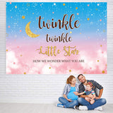 Load image into Gallery viewer, Lofaris Blue and Pink Stars Moon Baby Shower Party Backdrop