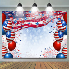 Lofaris Blue And Red American Flog With Ballons Backdrop