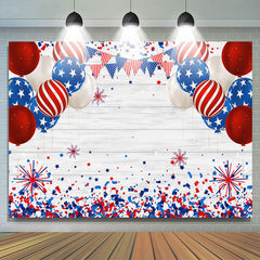 Lofaris Blue And Red Balloons Happy Independence Day Backdrop