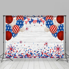 Lofaris Blue And Red Balloons Happy Independence Day Backdrop
