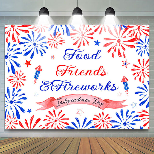 Lofaris Blue And Red Rocket Food Friends Independence Day Backdrop